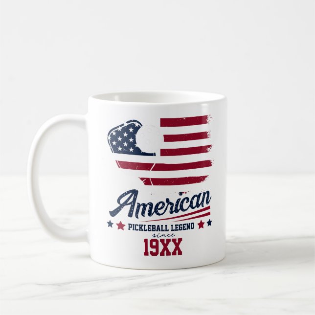 4. Juli Pickleball USA Unabhängigkeitstag Geschenk Kaffeetasse (Links)