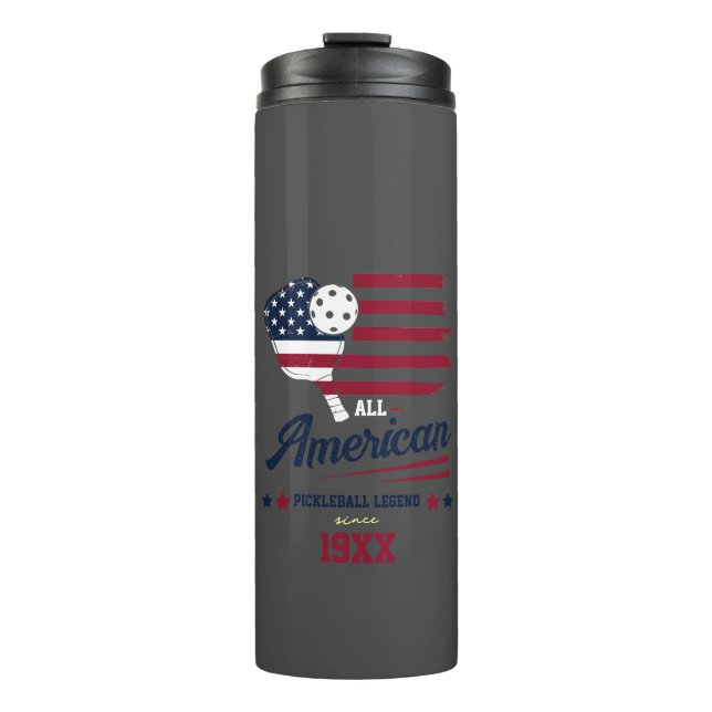4. Juli Pickleball USA Unabhängigkeitstag Geschenk Thermosbecher (Vorderseite)