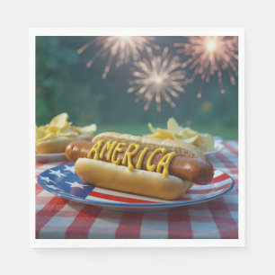 4. Juli-Picknick mit Feuerwerk Serviette