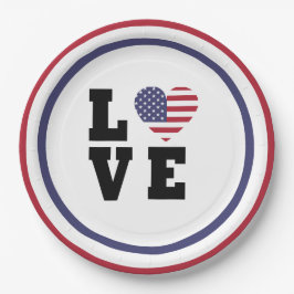 4. Juli Picnic, Red Blue White Patriotic Party Pappteller