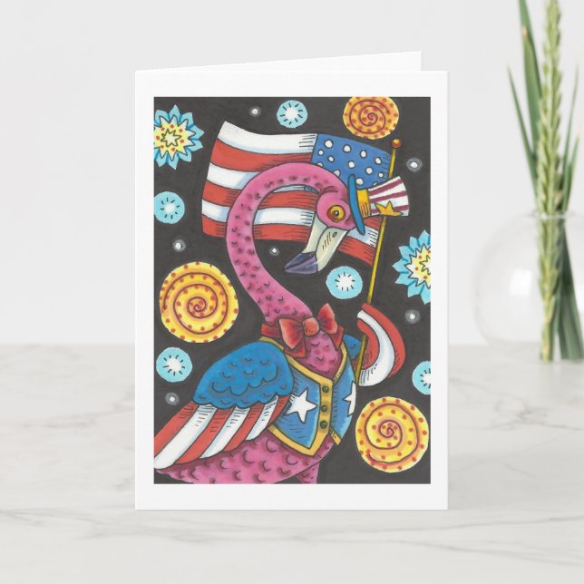 4. JULI PINK FLAMINGO GREETING CARD Blank Karte (Vorderseite)