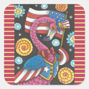 4. JULI PINK FLAMINGO STICKERS Square * Blatt