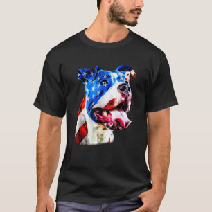4. Juli Pitbull Für Opa Amerikanische Flagge Ind T-Shirt