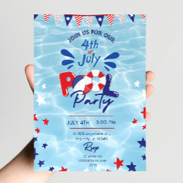 4. Juli Pool Party Einladung Editable Swim