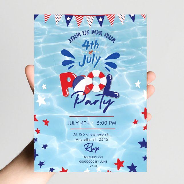 4. Juli Pool Party Einladung Editable Swim (Von Creator hochgeladen)