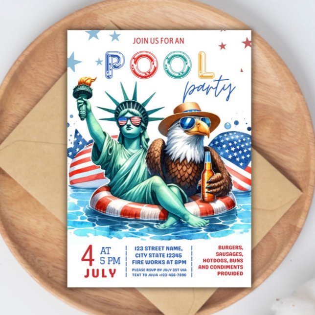 4. Juli Pool Party Einladung - Unabhängigkeit (Von Creator hochgeladen)
