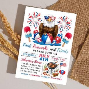 4. Juli Pool Party GRILLEN Amerikanische Unabhängi Einladung