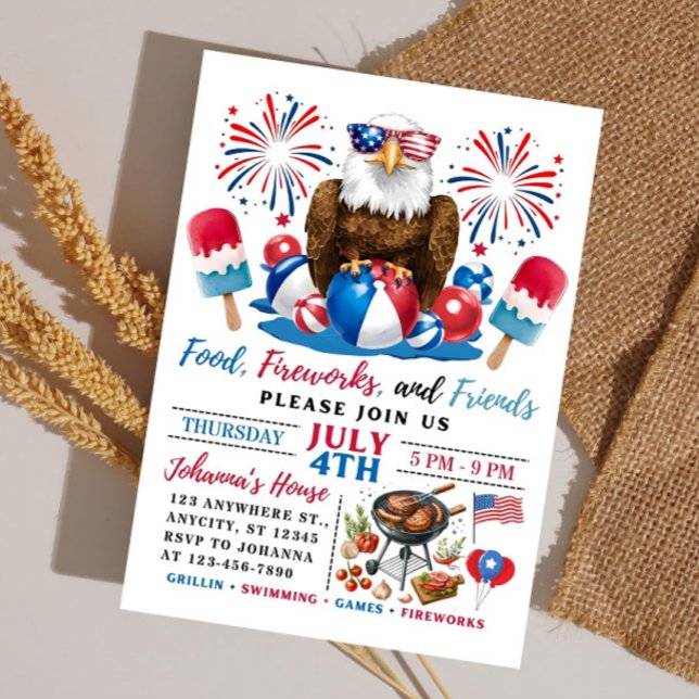 4. Juli Pool Party GRILLEN Amerikanische Unabhängi Einladung (Von Creator hochgeladen)