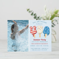4. Juli Pool und Eiscreme-Party Einladung