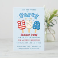 4. Juli Pool und Eiscreme-Party Einladung
