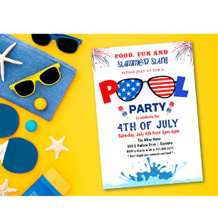 4. Juli Poolparty-Einladung Einladung