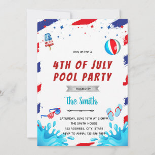 4. Juli-Poolparty-Einladung Einladung