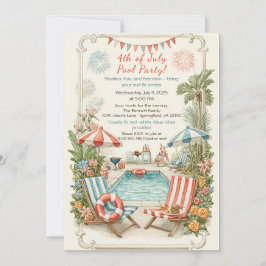 4. Juli-Poolparty-Einladung – Elegante Linie Einladung