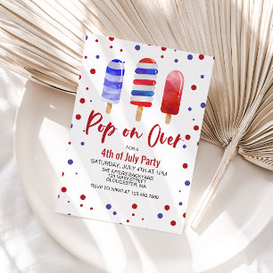 4. Juli Pop auf Rot Weiß Blau Eis-Pops Einladung