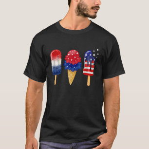 4. Juli Popsicle American Flag Patriotic Sommer T-Shirt