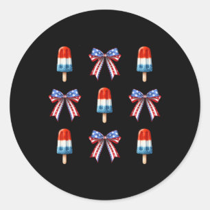 4. Juli-Popsicle-Bögen Coquette Amerikanische Flag Runder Aufkleber
