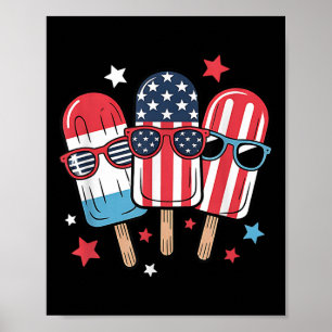 4. Juli Popsicle Boys Girls Kids American Flag Poster