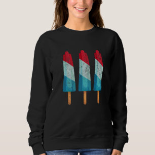 4. Juli Popsicle Ice Cream Red White Blue Amer Sweatshirt