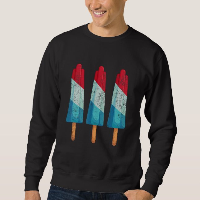 4. Juli Popsicle Ice Cream Red White Blue Amer Sweatshirt (Vorderseite)