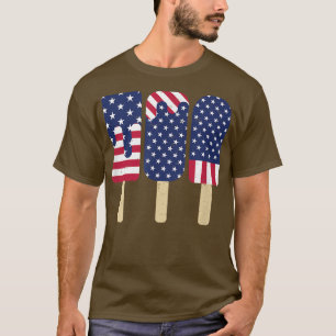4. Juli Popsicle Patriotic American Flag Memor T-Shirt