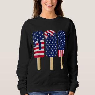 4. Juli Popsicle Patriotic American Flag Mitglied Sweatshirt