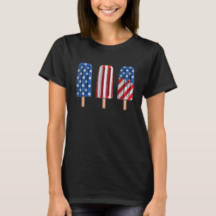 4. Juli Popsicle Red White Blue American Flag T-Shirt