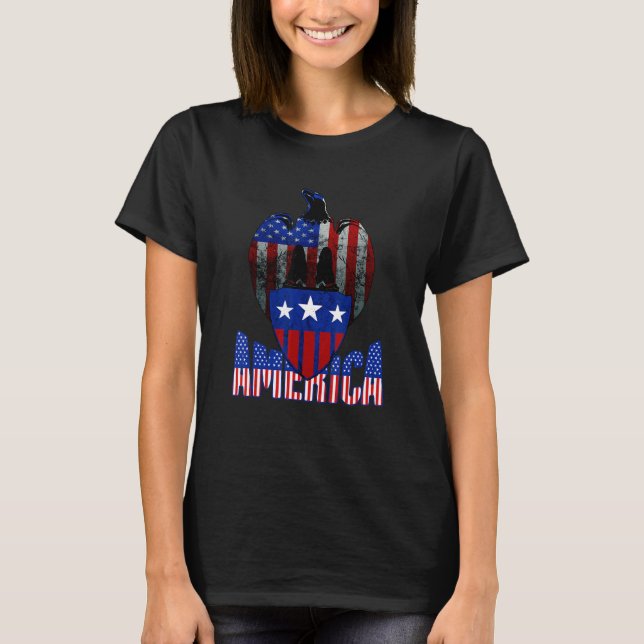 4. Juli Pride Eagle America Patriotic American T-Shirt (Vorderseite)