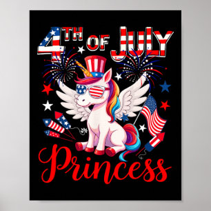 4. Juli Prinz Niedlich Unicorn Sungles US Flag Fi Poster