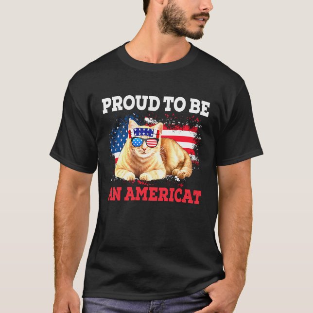 4. Juli Proud eine amerikanische Cat Brille Plus G T-Shirt (Vorderseite)