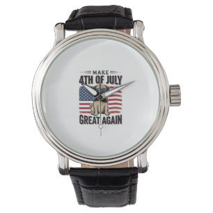 4. Juli Pug Patriotisches Vintage-Shirt-Design_1 Armbanduhr