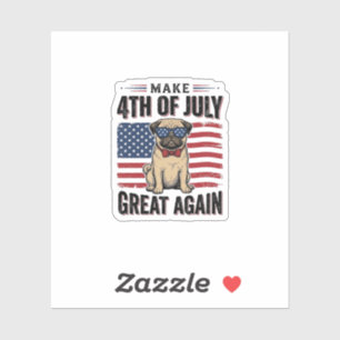 4. Juli Pug Patriotisches Vintage-Shirt-Design_1 Aufkleber
