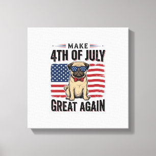 4. Juli Pug Patriotisches Vintage-Shirt-Design_1 Leinwanddruck