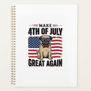 4. Juli Pug Patriotisches Vintage-Shirt-Design_1 Planer