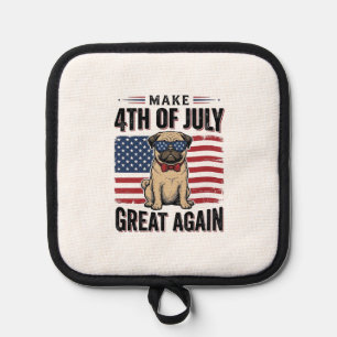 4. Juli Pug Patriotisches Vintage-Shirt-Design_1 Topflappen