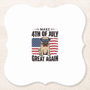 4. Juli Pug Patriotisches Vintage-Shirt-Design_1 Untersetzer