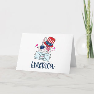 4. Juli Rabbit mit US Flag Sun Brillen Card Karte