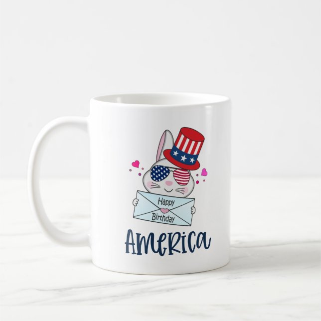 4. Juli Rabbit mit US-Flagge Sun Brillen Kaffeetasse (Links)
