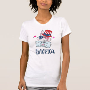 4. Juli Rabbit mit US-Flagge Sun Brillen T-Shirt