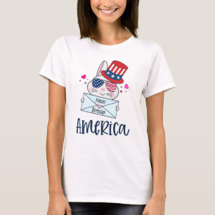 4. Juli Rabbit mit US-Flagge Sun Brillen T-Shirt