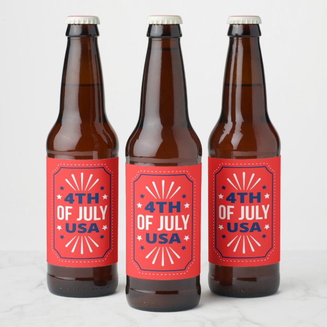 4. Juli Red Beer Label Set Bierflaschenetikett (Flaschen)
