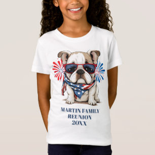 4. Juli Red Blue Bulldog Family Wiedersehen Girl's T-Shirt