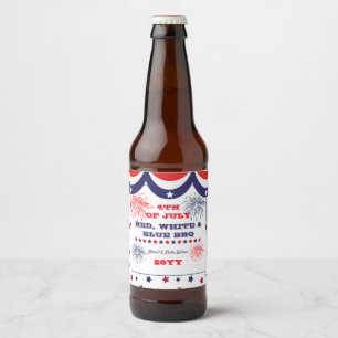 4. Juli Red White and Blue GRILLEN Bierflaschenetikett