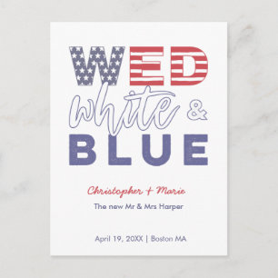 4. Juli Red White and Blue Hochzeit Elopement Ankündigungspostkarte