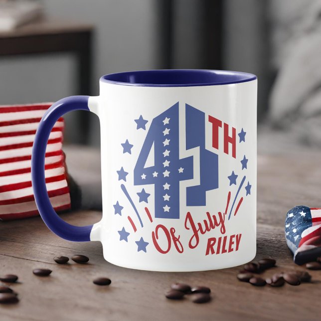 4. Juli Red White and Blue Individuelle Name Tasse (4th of July Red White and Blue Custom Name Mug.  Just add your name!)