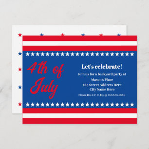 4. Juli Red White and Blue Party Einladung