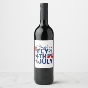 4. Juli Red White Blue Celebration American Weinetikett