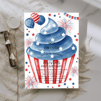 4. Juli Red White Blue Geburtstag Einladung