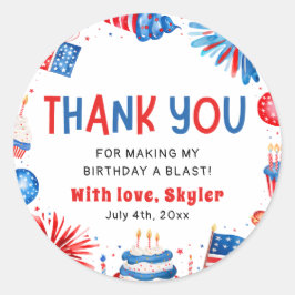4. Juli Red White Blue Geburtstag Vielen Dank Runder Aufkleber