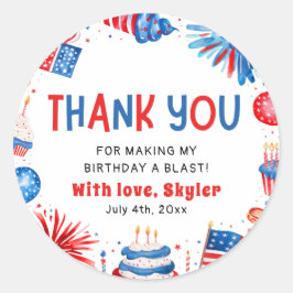 4. Juli Red White Blue Geburtstag Vielen Dank Runder Aufkleber