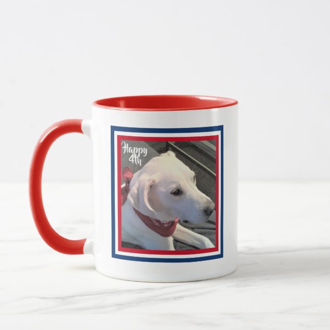 4. Juli Red White Blue Niedlich Dog Tragetuch Scar Tasse (Links)